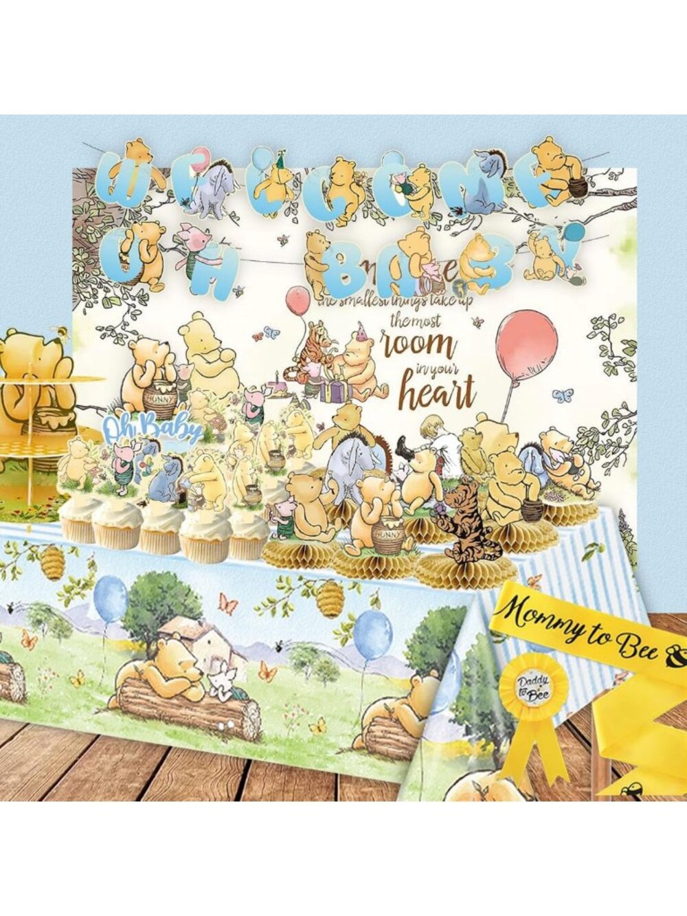 Vintage Winnie Baby Shower Decorations Kit - All-in-One Party Supplies